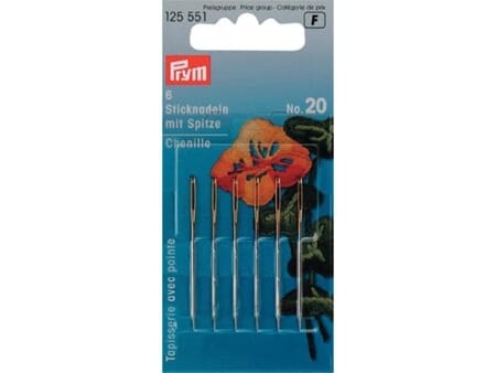 Broderinåler spiss - No 20 - 6 stk