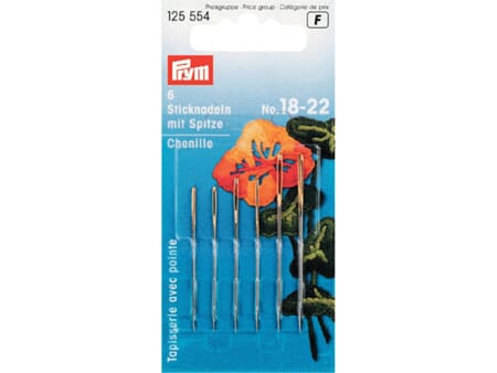Broderinåler spiss - No 18-22 - 6 stk