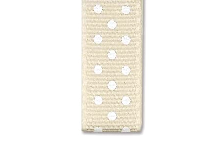 Dekorbånd - hvite prikker på beige bunn - 10 mm - rull 10 m