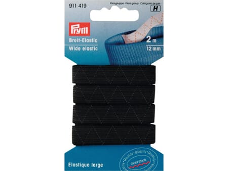 Prym elastisk strikk - 12 mm/ 2 m - sort