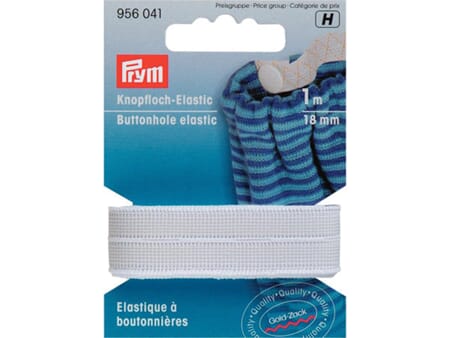 Prym knapphullstrikk - 18 mm/ 1 m - hvit