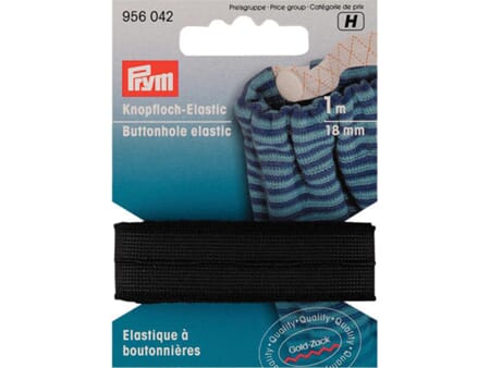 Prym knapphullstrikk - 18 mm/ 1 m - sort