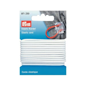 Prym elastisk strikk - 2,5 mm/ 3 m - hvit