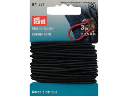 Prym elastisk strikk - 2,5 mm/ 3 m - sort