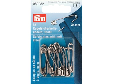 Prym sikkerhetsnåler m/ kule - 34 mm - stål 12 stk