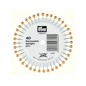 Prym knappenåler perlemorshode - 38 mm - gullfarget - 40 stk