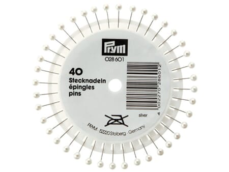 Prym knappenåler perlemorshode - 38 mm - hvit 40 stk