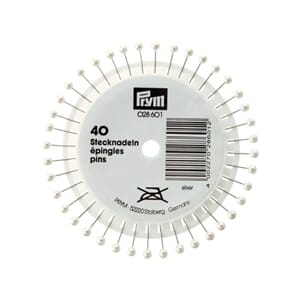 Prym knappenåler perlemorshode - 38 mm - hvit 40 stk