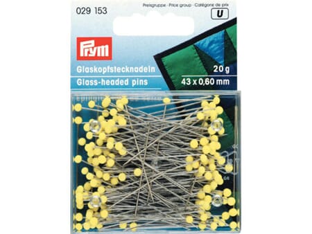 Prym knappenåler glasshode No 1 - 43 mm - gul - 20 g