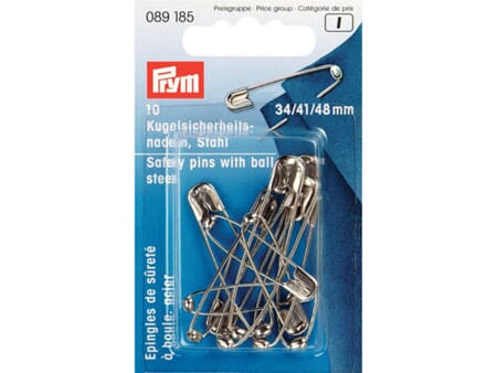 Prym sikkerhetsnåler med kule HT2 - 34/41/48 mm - stål 10 st