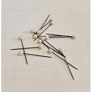 Knappenåler - 30x0,6 mm - 20 g - hvitt hode, sort pinne