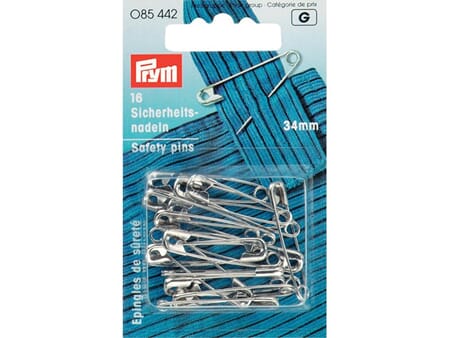 Prym sikkerhetsnåler - 34 mm - sølvfarget 16 stk