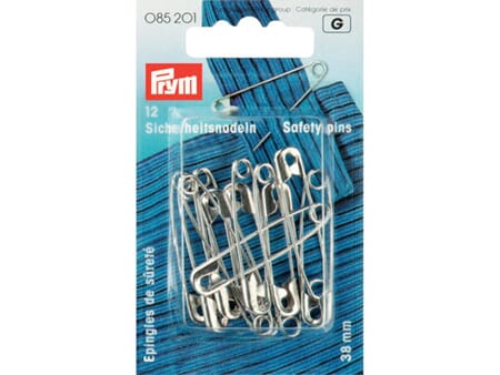 Prym sikkerhetsnåler - 38 mm - sølvfarget 12 stk