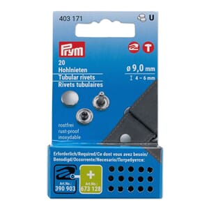Prym Tabular Rivets - Ø 9 mm - I 4-6 mm - 20 stk