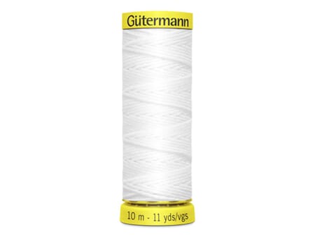 Gütermann elastisk tråd - 10 m - 5019 hvit