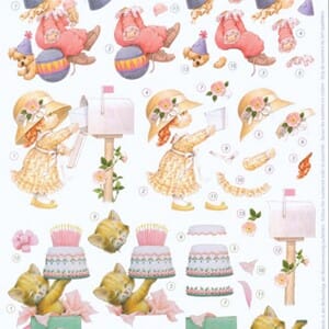 Bursdag - 3D ark utstanset - A4