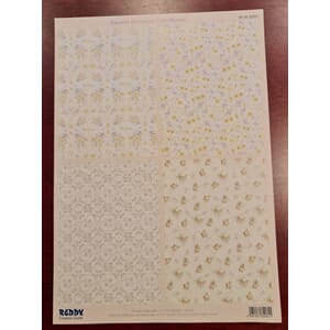 Bakgrunnspapir - blomster, elfenben - A4