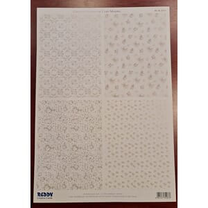 Bakgrunnspapir - blomster, pastellhvit - A4