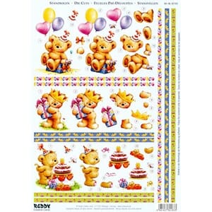 Bamses fødselsdag - 3D ark utstanset - A4