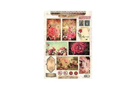 Vintage Line Blomster - A4 - klippeark