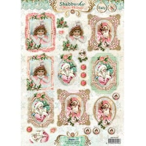 Shabby Chis Winter Christmas - 3D ark utstanset A4