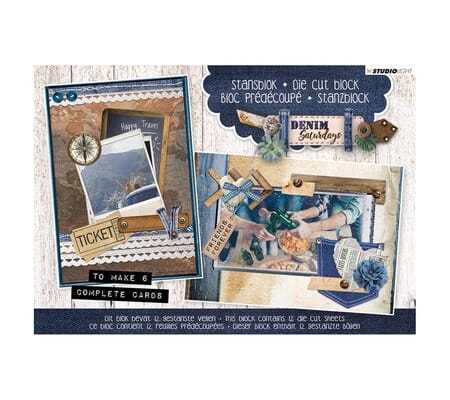 Die Cut Block A5 - Denim Saturdays - til 6 komplette kort