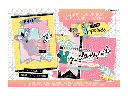Die cut Block A5 - Create Happiness - til 6 komplette kort
