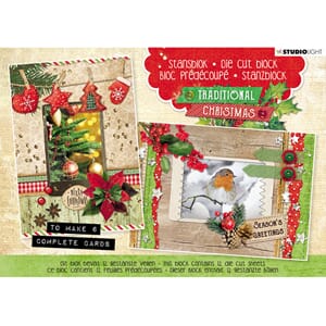 Die cut block A5 - Traditional Christmas - til 6 kompl kort