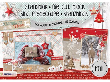 Die cut blokk A5 - Scandinavian winter - til 6 komplette kor