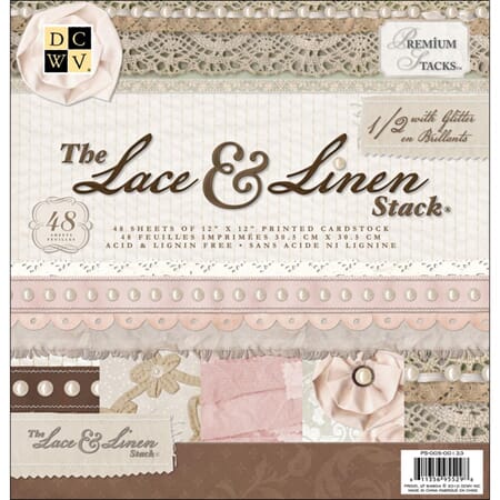 Premium Stacks - Lace & Linen - 48 ark - 12"x12"