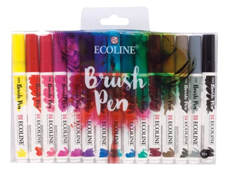 Ecoline Brush Pen - sett 15 tusjer