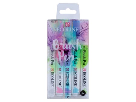 Ecoline Brush Pen - 5 tusjer med penseltupp - Pastell