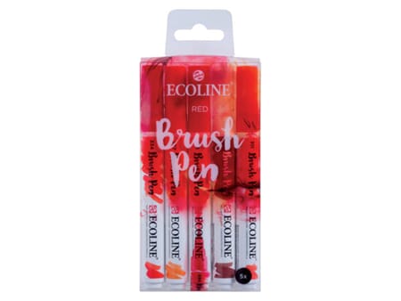 Ecoline Brush Pen - 5 tusjer med penseltupp - Rødtoner