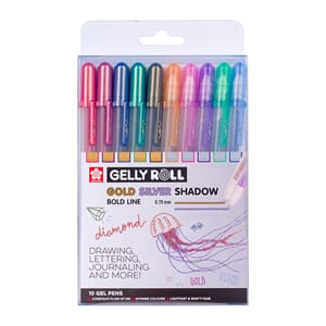 Sakura Gelly Roll Gold & Silver Shadow sett - 10 stk