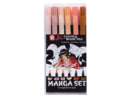Sakura KOI Coloring Brush pens - sett 6 farger