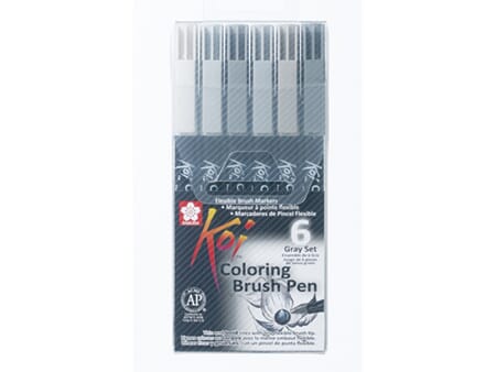 Sakura KOI Coloring Brush Pen -  6 gråtoner