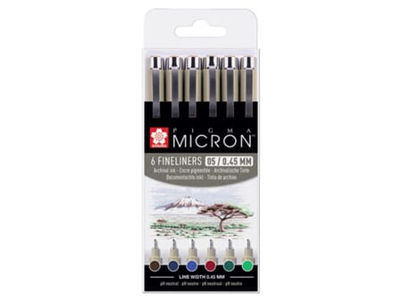 Sakura Pigma Micron - Earth set - 6 farger - 05/0,45 mm