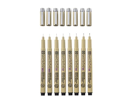 Sakura Pigma Micron - sort - 8 fineliners/ strekbredder