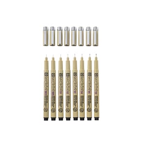 Sakura Pigma Micron - sort - 8 fineliners/ strekbredder