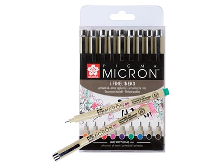 Sakura Pigma Micron - sett 9 farger - 05/0,45 mm