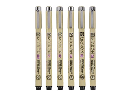 Sakura Pigma Micron - sort - 6 fineliners/strekbredder