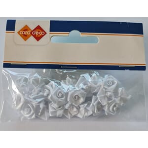 Satin roser - 15 mm - hvit - 20 stk