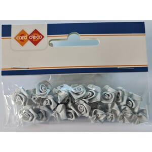 Satin roser - 15 mm - lys grå - 20 stk