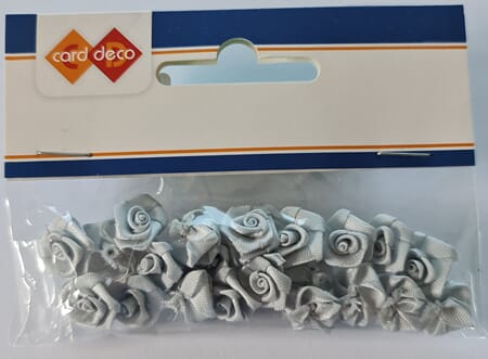 Satin roser - 15 mm - lys grå - 20 stk