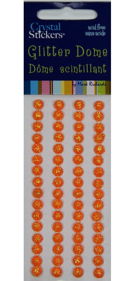 Halvperler glitter - orange - 5 mm - 64 stk