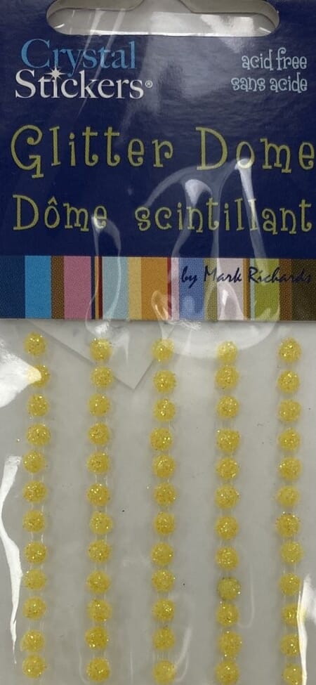 Halvperler glitter gul - 5 mm - 64 stk