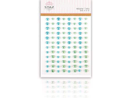 Halvperler m/ lim - turkis - 96 stk