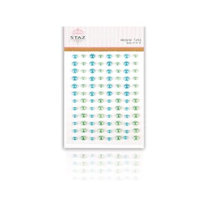 Halvperler m/ lim - turkis - 96 stk