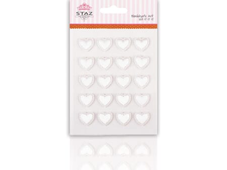 Blondehjerter m/ lim - hvit - 20 stk