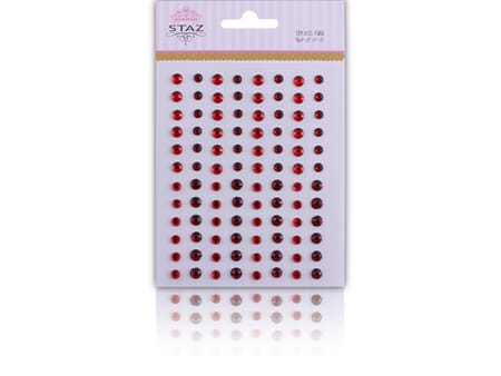 Strass m/ lim - Rød - 96 stk